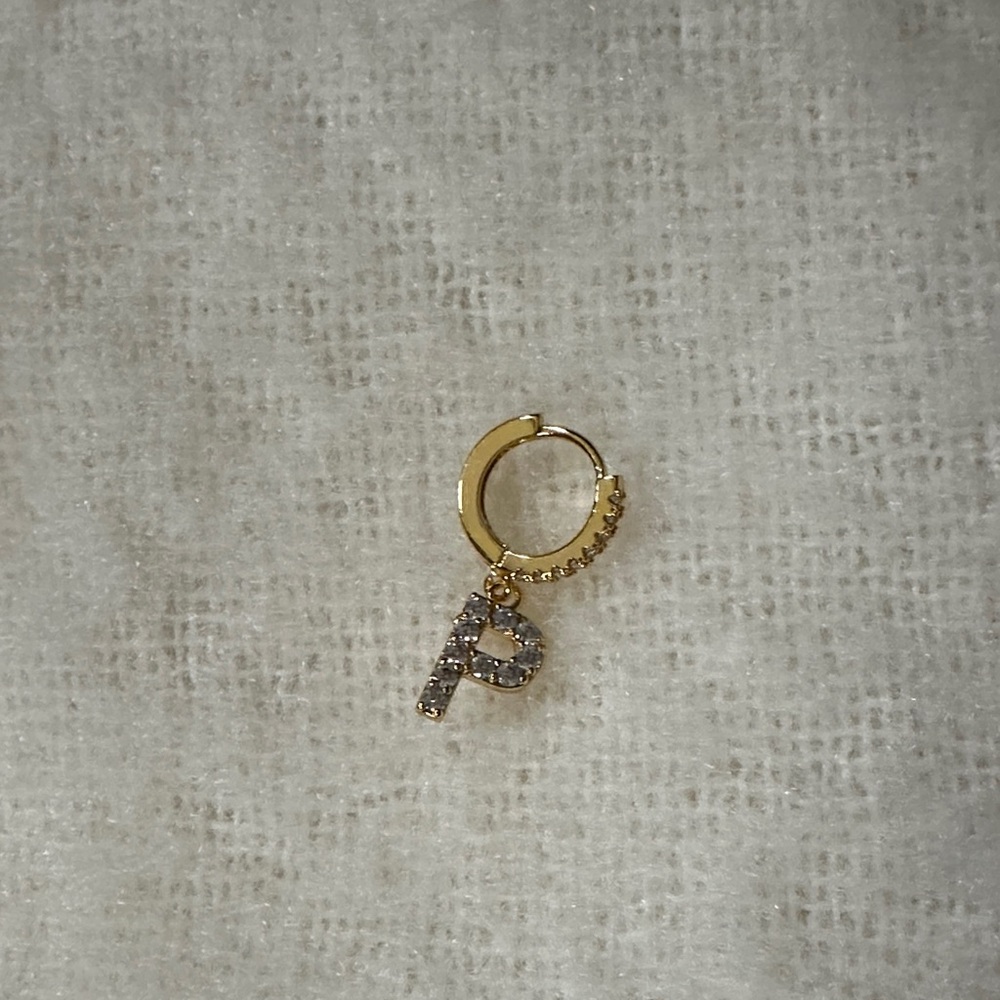 Gold Initial P Hoop Earring